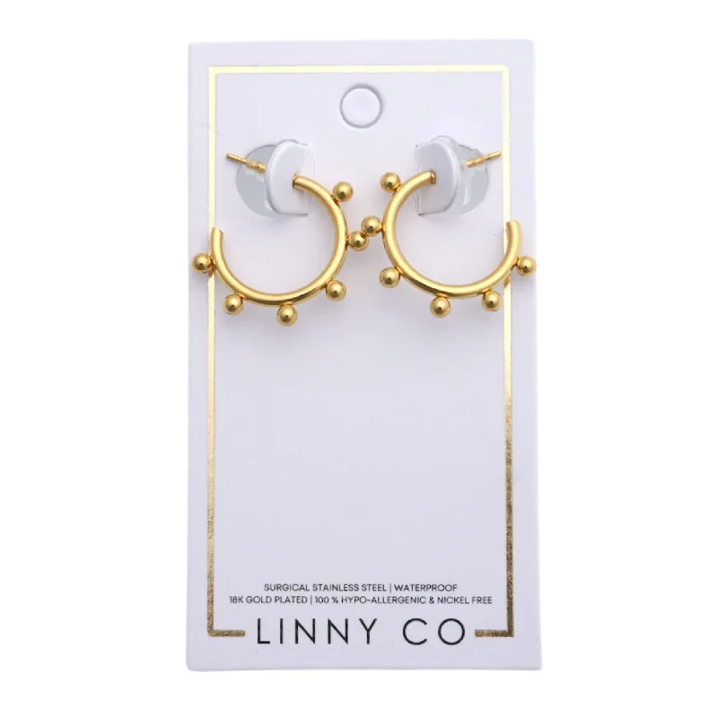 Elegant Wedding Earrings-Linny Co | Lauren Gold Tone Small Hoop Earrings