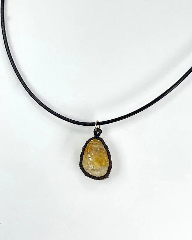 Handcrafted Gold Necklace-Danielle Welmond Caged Citrine Necklace