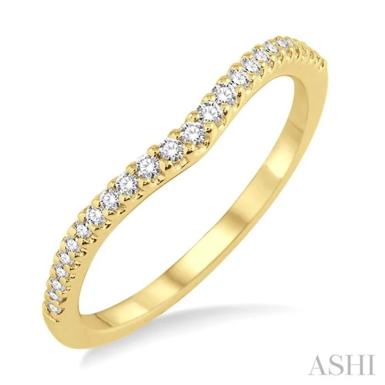 Simple Gold Wedding Band-1/6 ctw Round Cut Diamond Wedding Band in 14K Yellow Gold