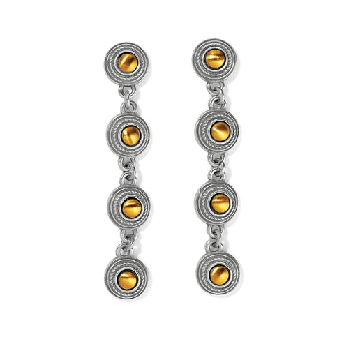 Dazzling Drop Earrings-Brighton | Monete Link Post Drop Earrings in Gold and Silver Tone