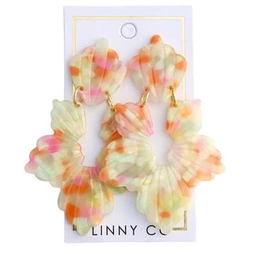 Customizable Earrings-Linny Co | Michelle Floral Drop Earrings in Orange Spinkles