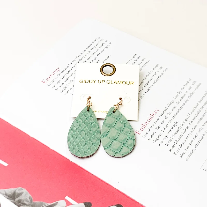 Designer Diamond Earrings-Turquoise Siren Teardrop Earrings in Mint