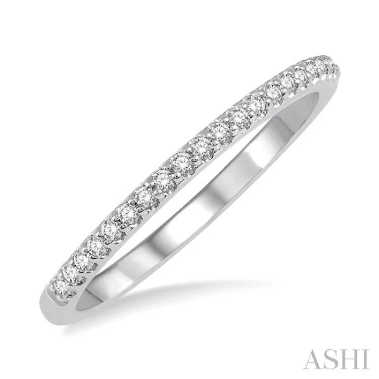 Unique Wedding Ring Set for Couples-1/5 ctw Round Cut Diamond Wedding Band in 14K White Gold