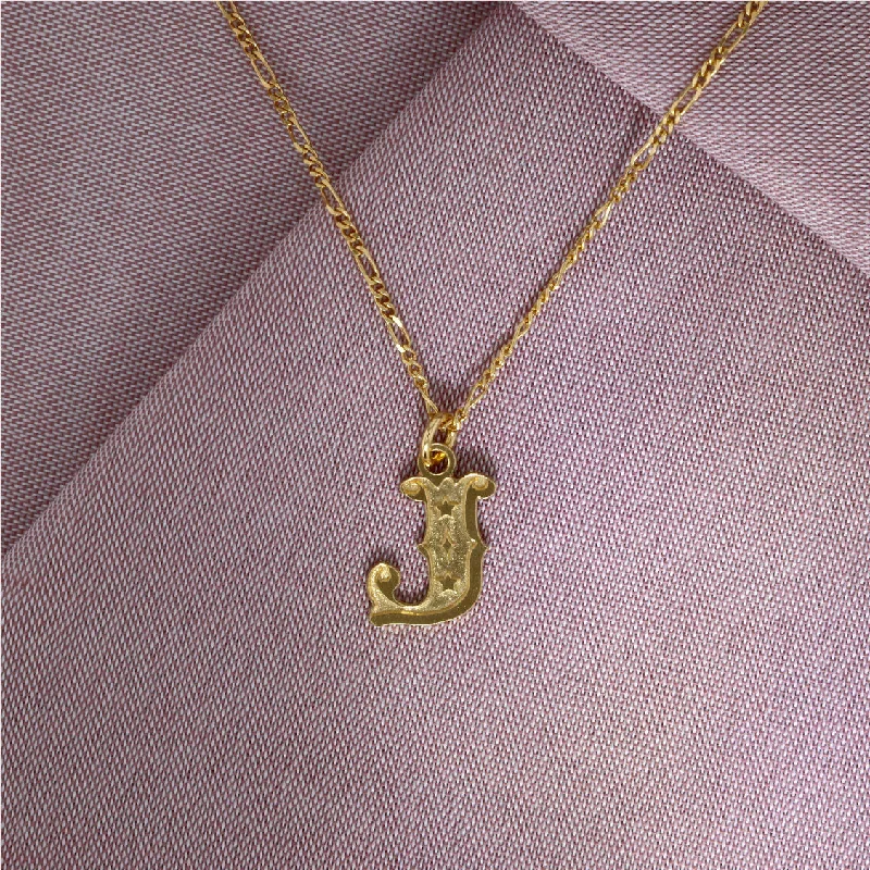 Customizable Gold Necklace-Circus Letter J Gold Plated Necklace