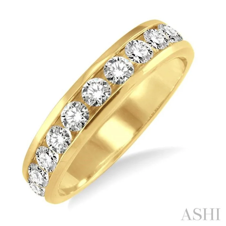 Silver Ring with Sapphire-1/2 ctw Round Cut Diamond Wedding Band in 14K Yellow Gold