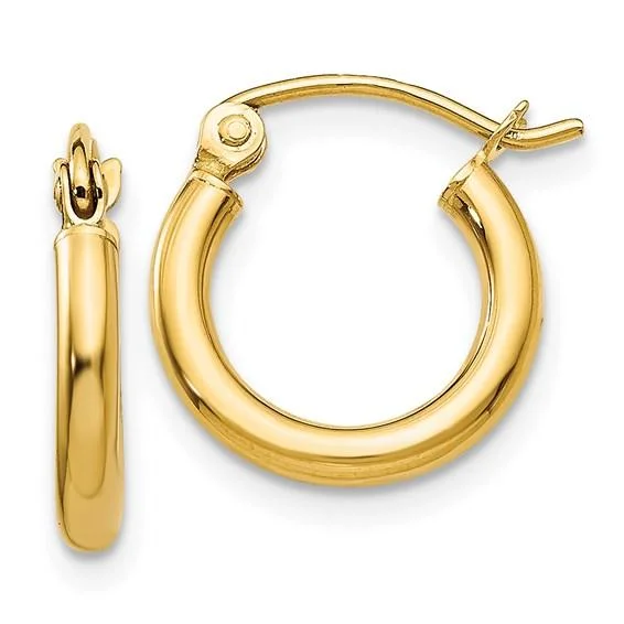 Modern Gold Earrings-14K Y Gold Small Hoop Earrings 0.7grms