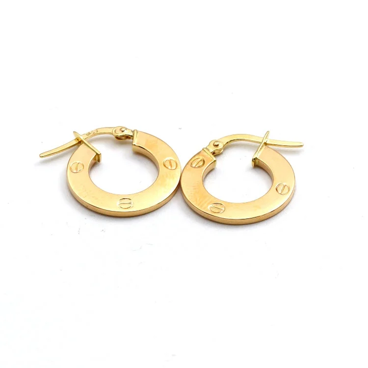 Personalized Name Earrings-Real Gold LOVE Round Clip GZJCT Earrings Set - Model 6792/10 E1935