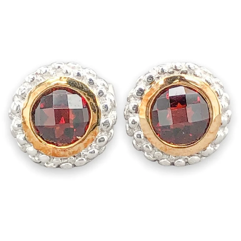 Gold Earrings for Teens-SS Round 1.2cttw Garnet Stud Earrings