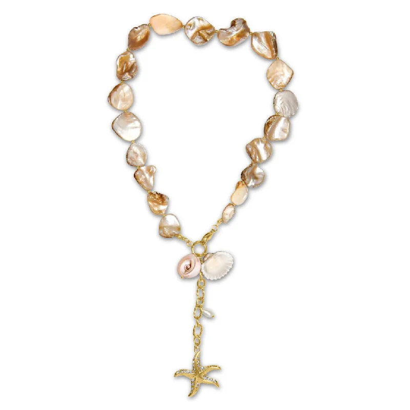 Boho Style Necklace-Statement Starfish Pearl Necklace