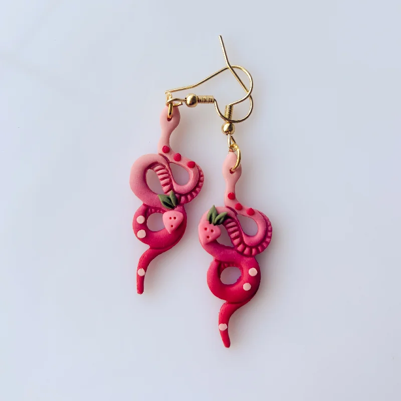 Colorful Gemstone Earrings-STRAWBERRY SNAKE EARRINGS