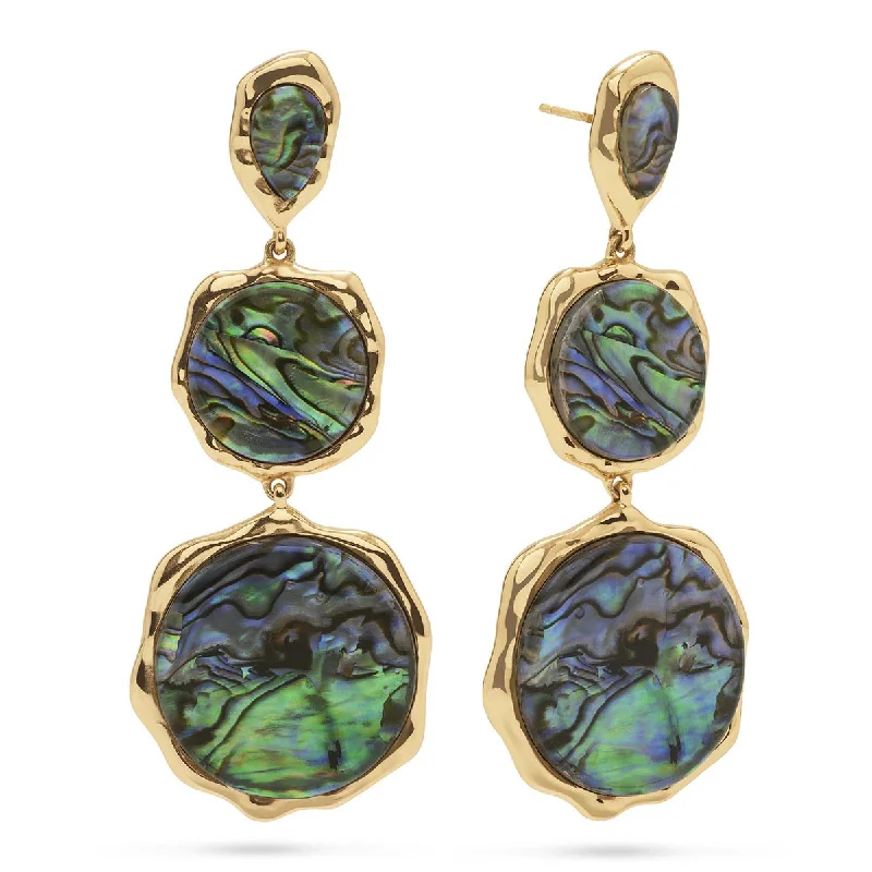 Fashion Earrings for Women-Aurora Triple Drop Post Earrings - Abalone