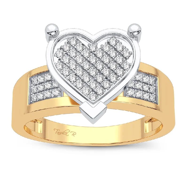 Heart Shaped Engagement Ring-10K 0.19CT Diamond Ring