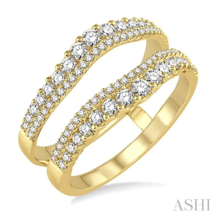 Bridal Engagement Ring-3/4 ctw Round Cut Diamond Insert Ring in 14K Yellow Gold