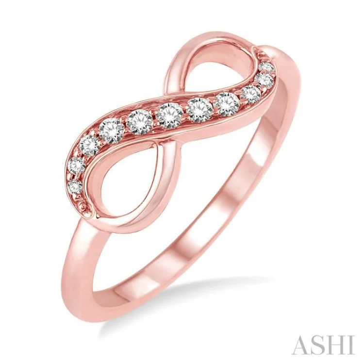 Stylish Engagement Ring-1/6 ctw Round Cut Diamond Infinity Petite Ring in 10K Rose Gold