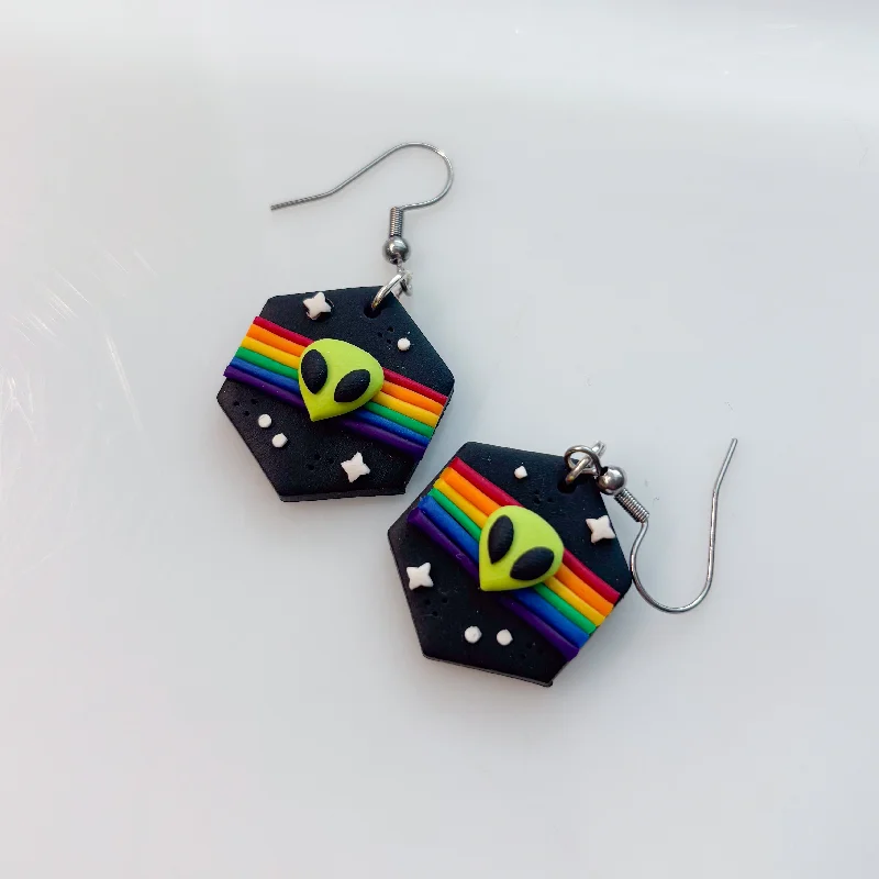 Cute Stud Earrings for Teenagers-RAINBOW ALIEN EARRINGS