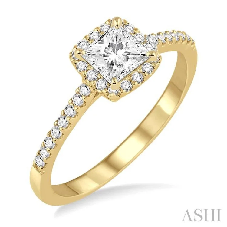 Fashionable Gold Engagement Ring-1/5 ctw Diamond Semi-mount Engagement Ring in 14K Yellow Gold