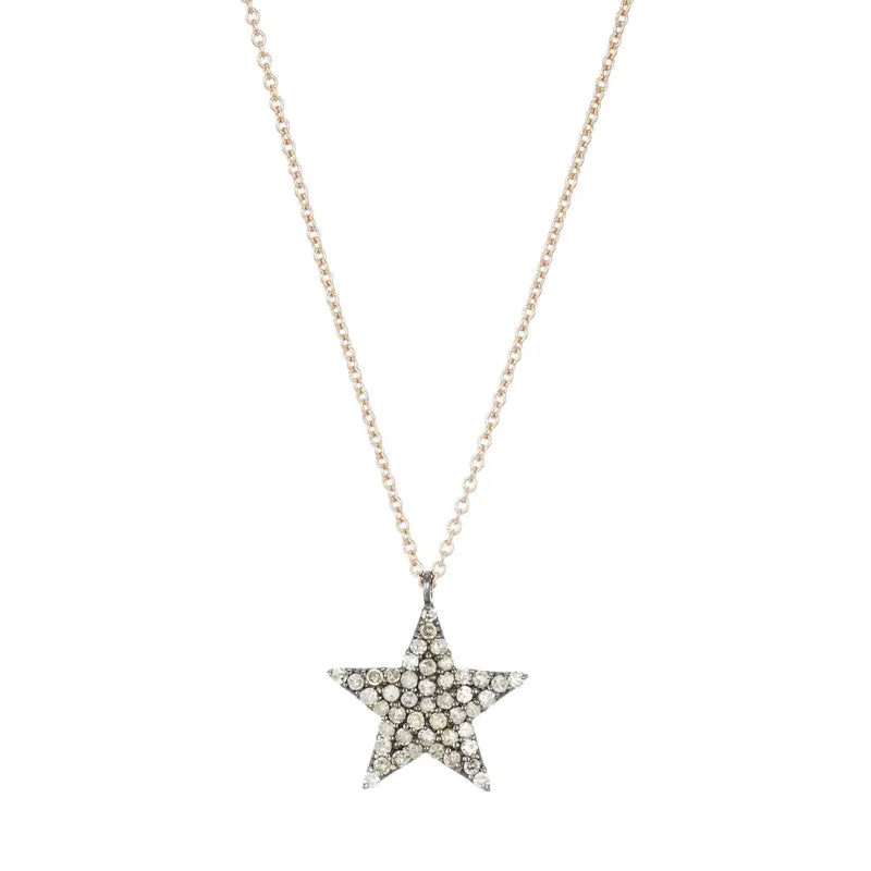 Classic Gemstone Necklace-Diamond Five Point Star Necklace