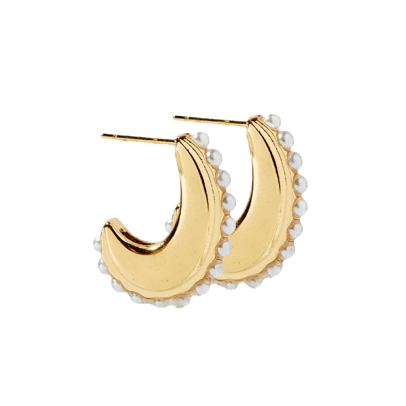 Designer Earrings for Special Occasions-Linny Co | Wren Hoop Earrings with Pearl Outline