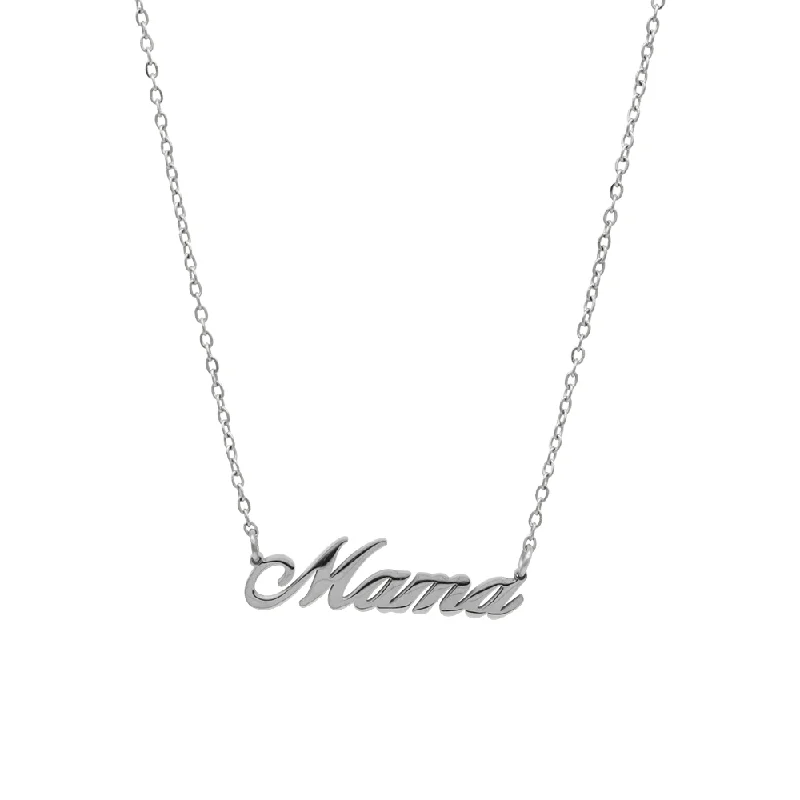 Chunky Statement Necklace-The Mama in Silver Cursive Necklace