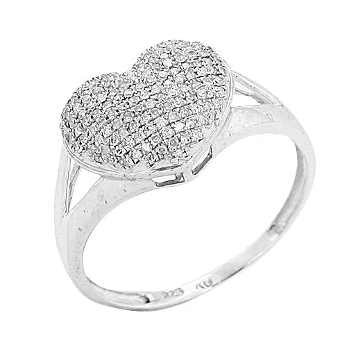 Personalized Name Ring-Sterling Silver 0.25CTW DIAMOND HEART RING