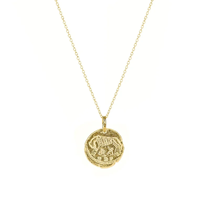 Simple Silver Necklace for Brides-The Roman Coin Gold Plated Necklace