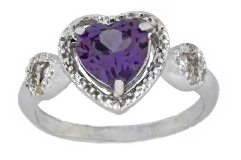 Fashionable Engagement Ring-1.5 Ct Alexandrite & Diamond Heart Ring .925 Sterling Silver Rhodium Finish