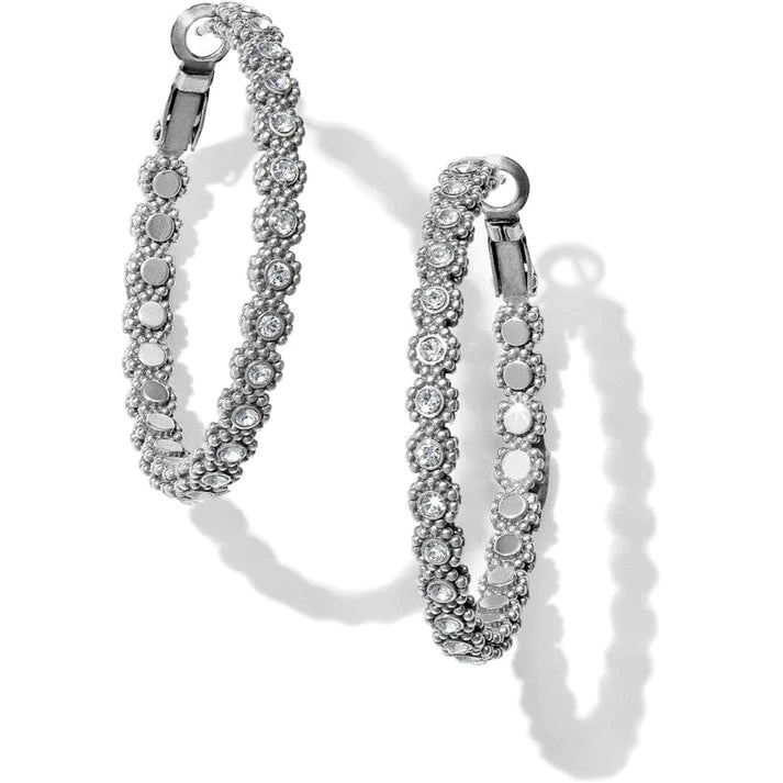 High-End Wedding Earrings-Brighton | Twinkle Splendor Medium Hoop in Silver Tone