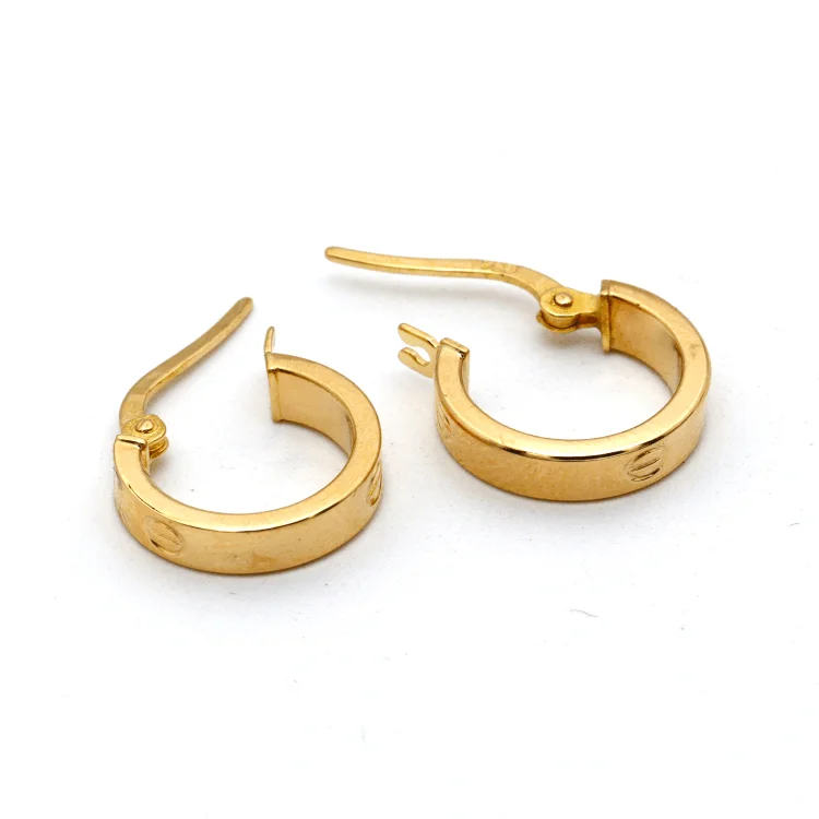 Wedding Earrings for Bride-Real Gold Round Small Clip Earring Set GZJCT5853/10 E1744