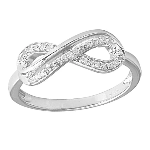 Unique Gold Ring-Sterling Silver 0.15CTW DIAMOND INFINITY RING