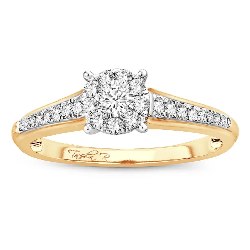 Silver Ring with Diamonds-14K  0.37CT Diamond RING