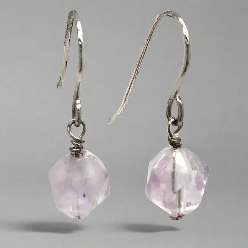 Stunning Wedding Earrings-SS Faceted Rough Amethyst Dangle Earrings