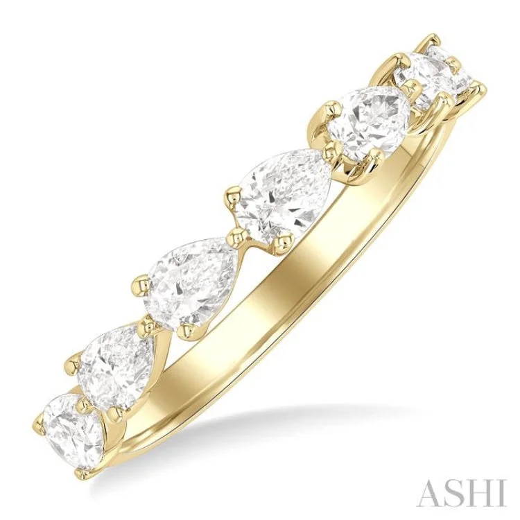 Custom Diamond Wedding Band-1.00 ctw East-West Pear Shape Diamond Fashion Ring in 14K Yellow Gold