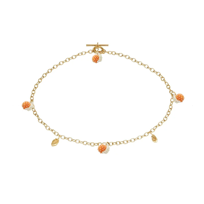 Custom Diamond Necklace-Oranges Blob Necklace Gold Plated, Orange Beads