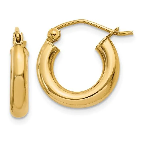 Simple Silver Drop Earrings-14K Y Gold 3mm Hoop Earrings