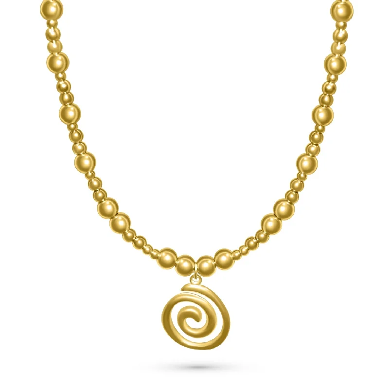 Trendy Necklace for Bridesmaids-Beaded Swirl Necklace