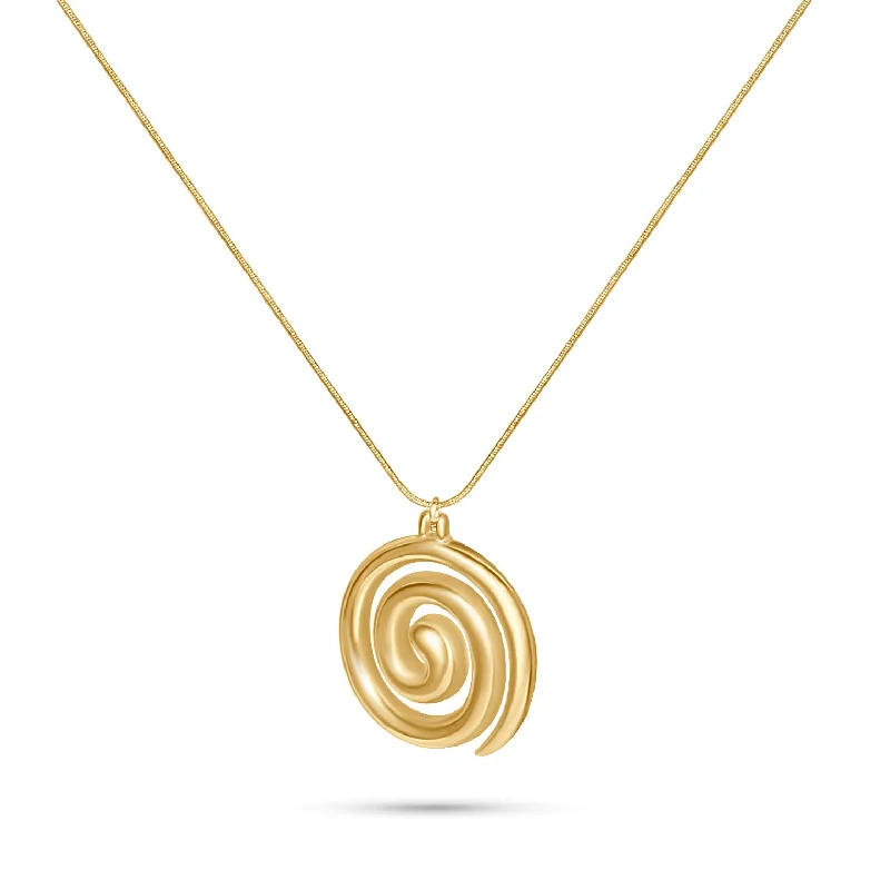 Custom Initial Pendant Necklace-Gold Spiral Necklace