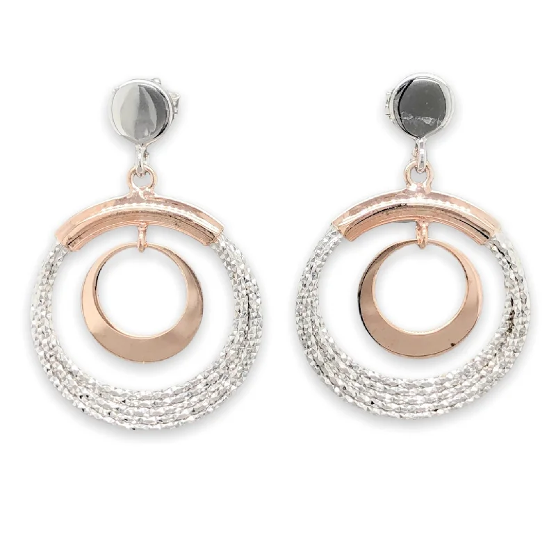 Modern Silver Drop Earrings-SS RGP Frederic Duclos Diamond Cut Circle Earrings