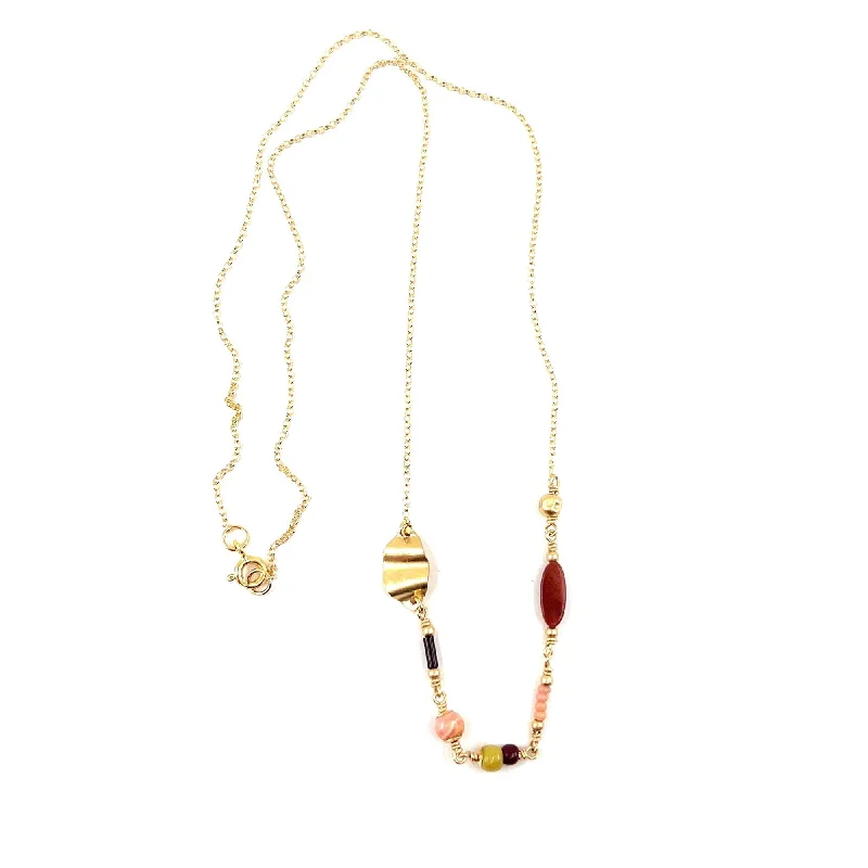 Sapphire Necklace for Women-Alva Pink 14K Goldfilled Necklace w. Gemstones