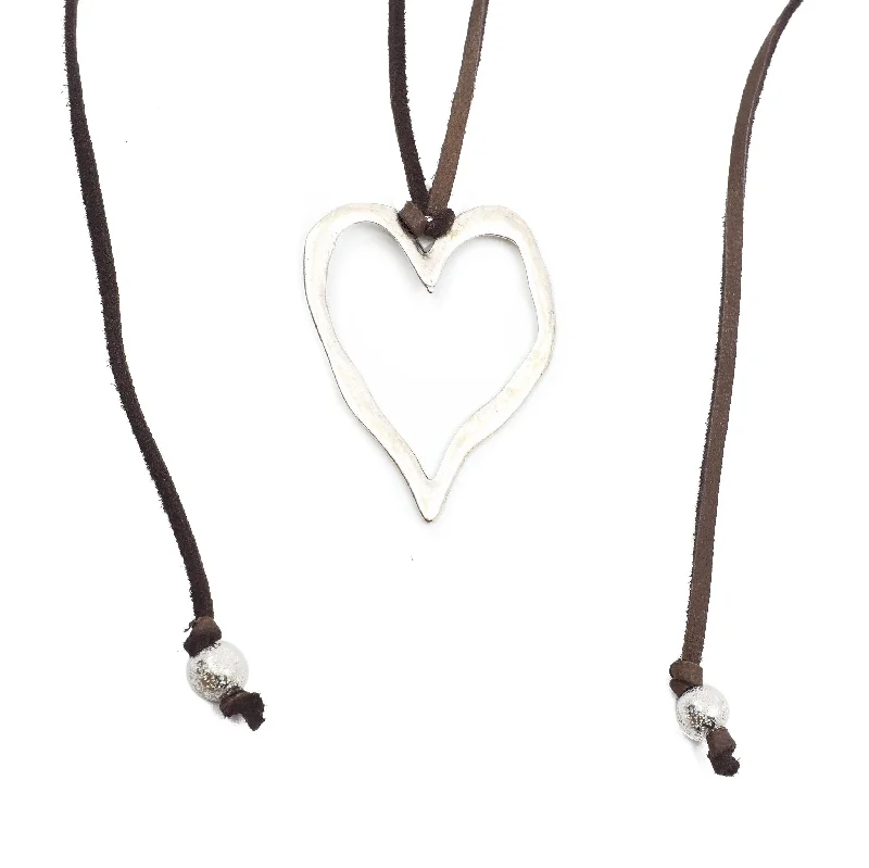 Statement Necklace for Weddings-Lost My Heart in Leather Necklace