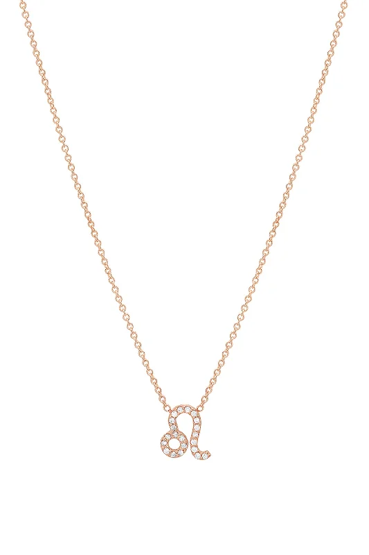 Simple Gold Necklace-Rose Gold Diamond Leo Necklace