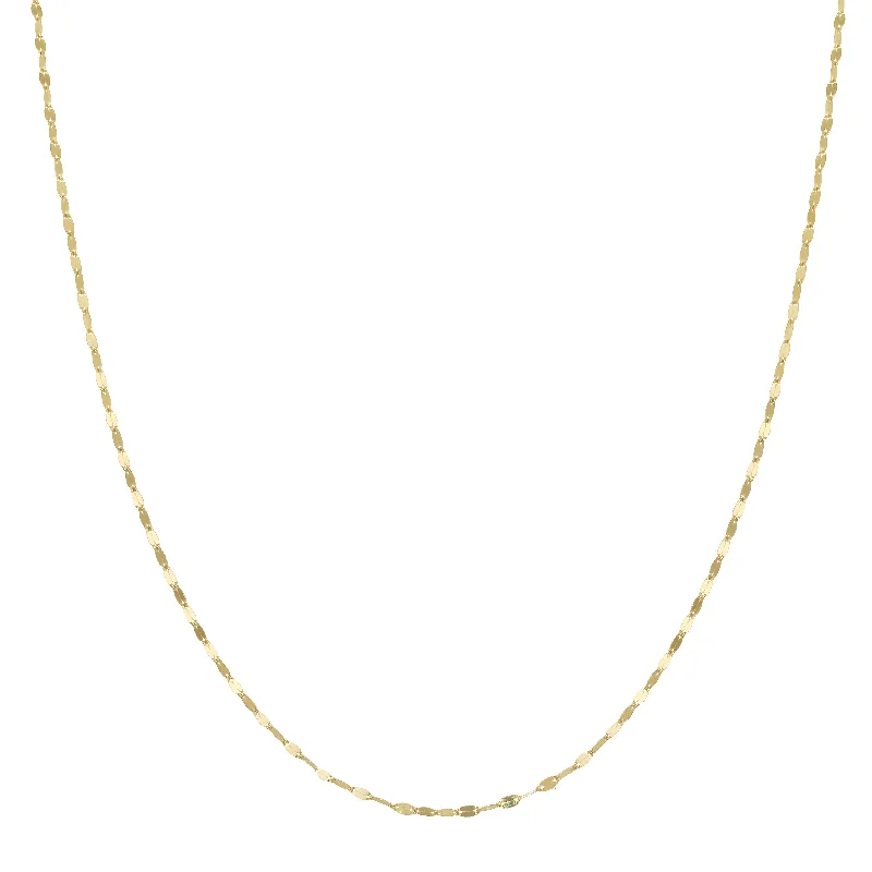 Dazzling Silver Necklace-Petite Flat Sequin Chain Necklace, 14k