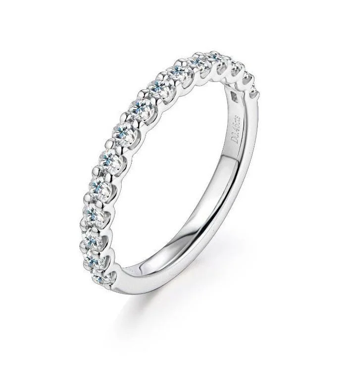 Luxury Gold Ring-Classic White Diamond Half Eternity Ring