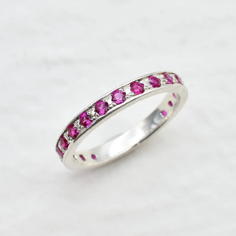 Customizable Engagement Ring-Alexandrite Ring - Pink Eternity Ring - Pink Stackable Band