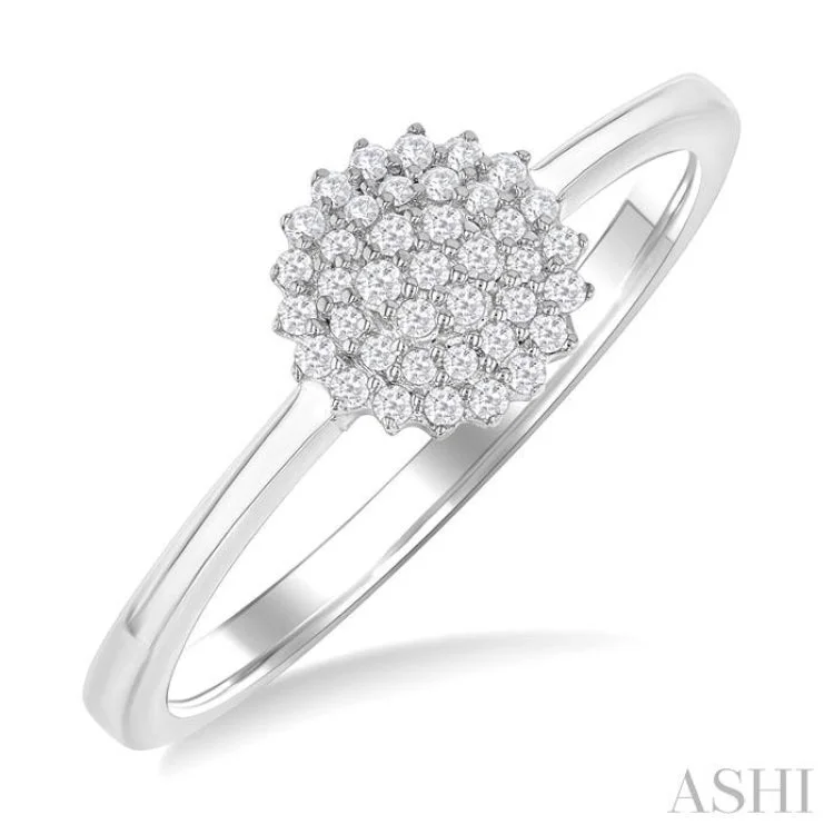 Beautiful Diamond Ring-1/6 ctw Petite Round Shape Round Cut Diamond Cluster Fashion Ring in 10K White Gold