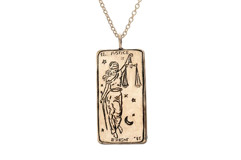 Heart Necklace with Diamonds-Justice Tarot Card Necklace - READY-TO-SHIP