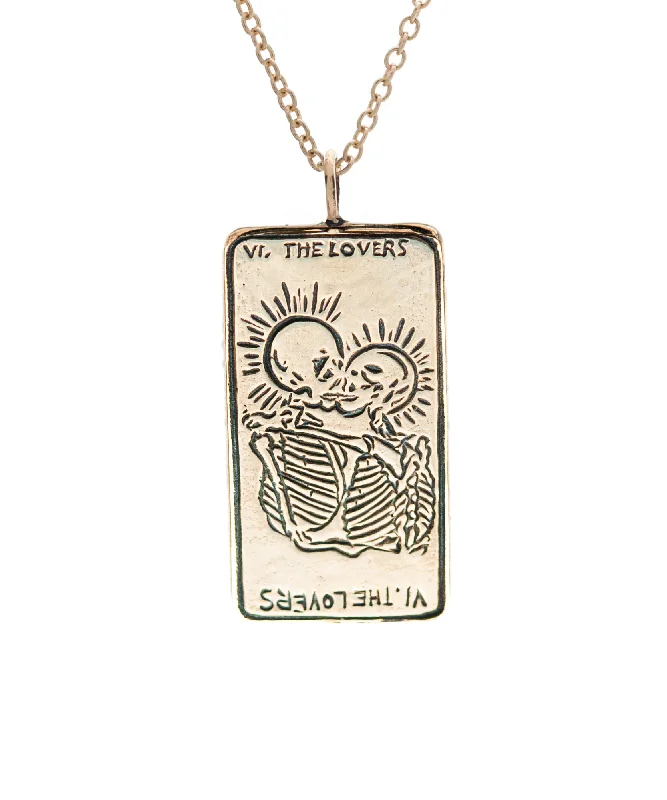 Handcrafted Gold Necklace-The Lovers Tarot Card II. Necklace