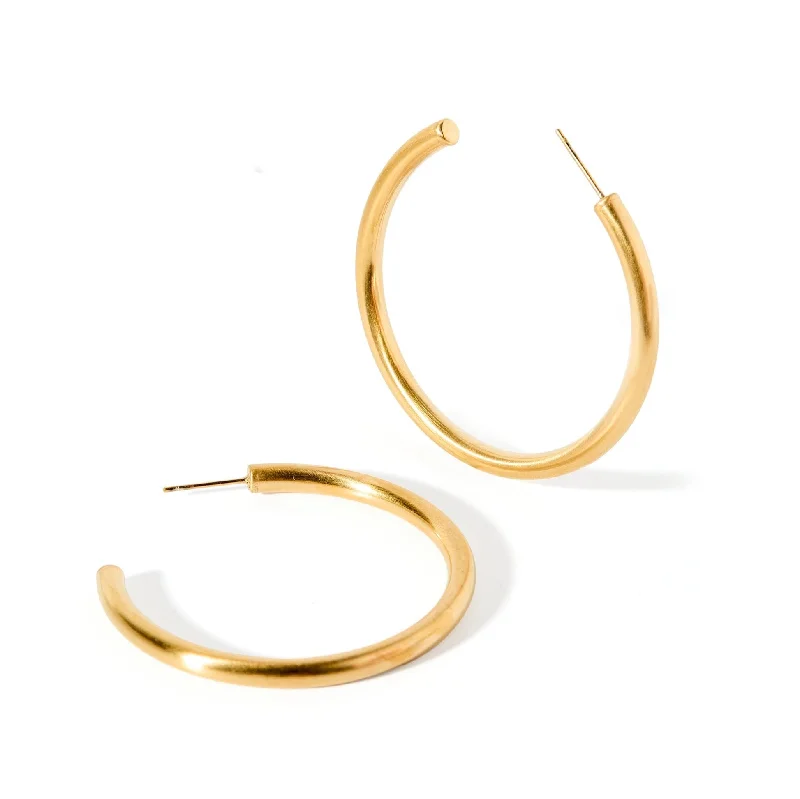 Dangle Earrings with Gems-Linny Co | Stacy Matte Gold Tone Hoop Earrings