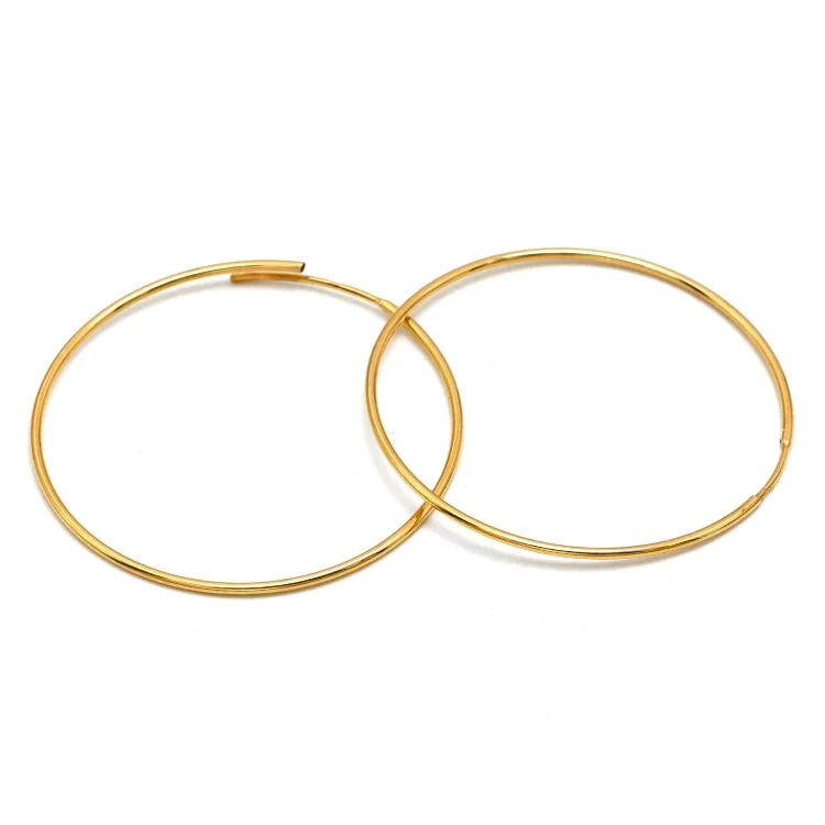 Statement Earrings for Evening-Real Gold Round Plain Loop Earrings Set (3.6 cm) - Model 0001/30/10M E1936