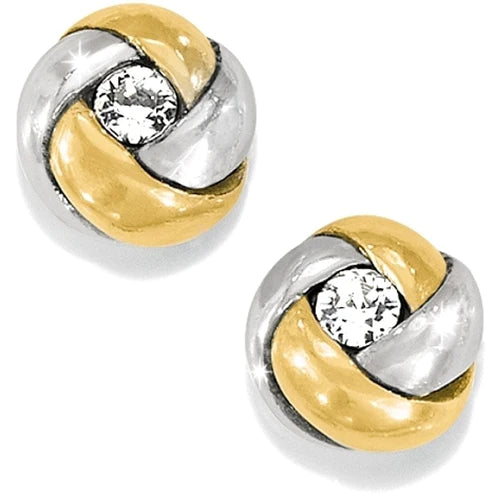 Unique Silver Earrings-Brighton | Love Me Knot Mini Post Earrings in Silver and Gold Tone