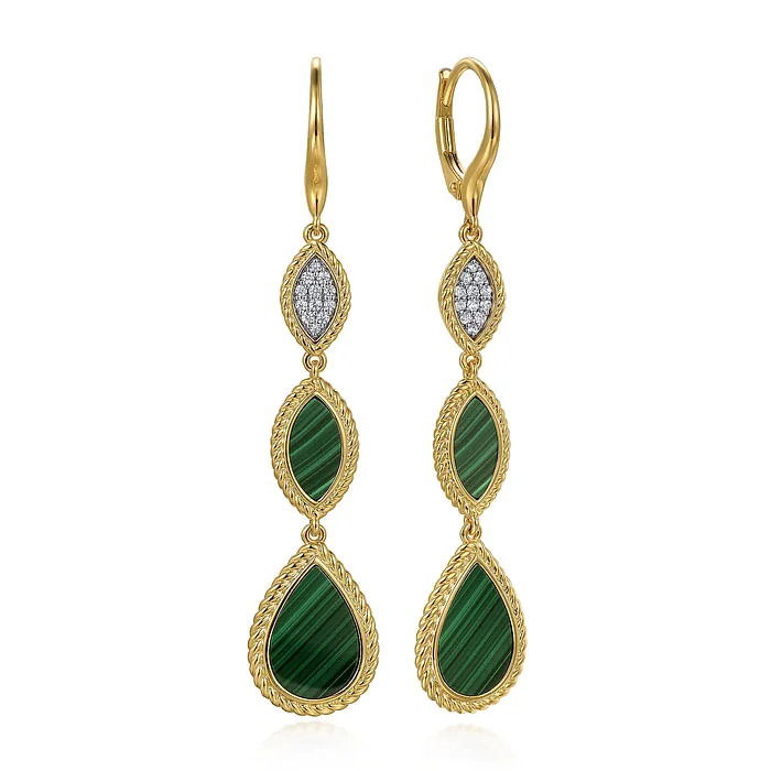 Colorful Earrings for Teens-Malachite Rope Drop Earrings